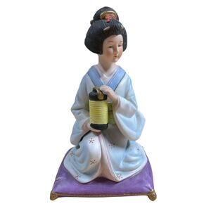 Seizan Vintage Japanese Geisha In Ceremonial Dress Porcelain Music Box EUC